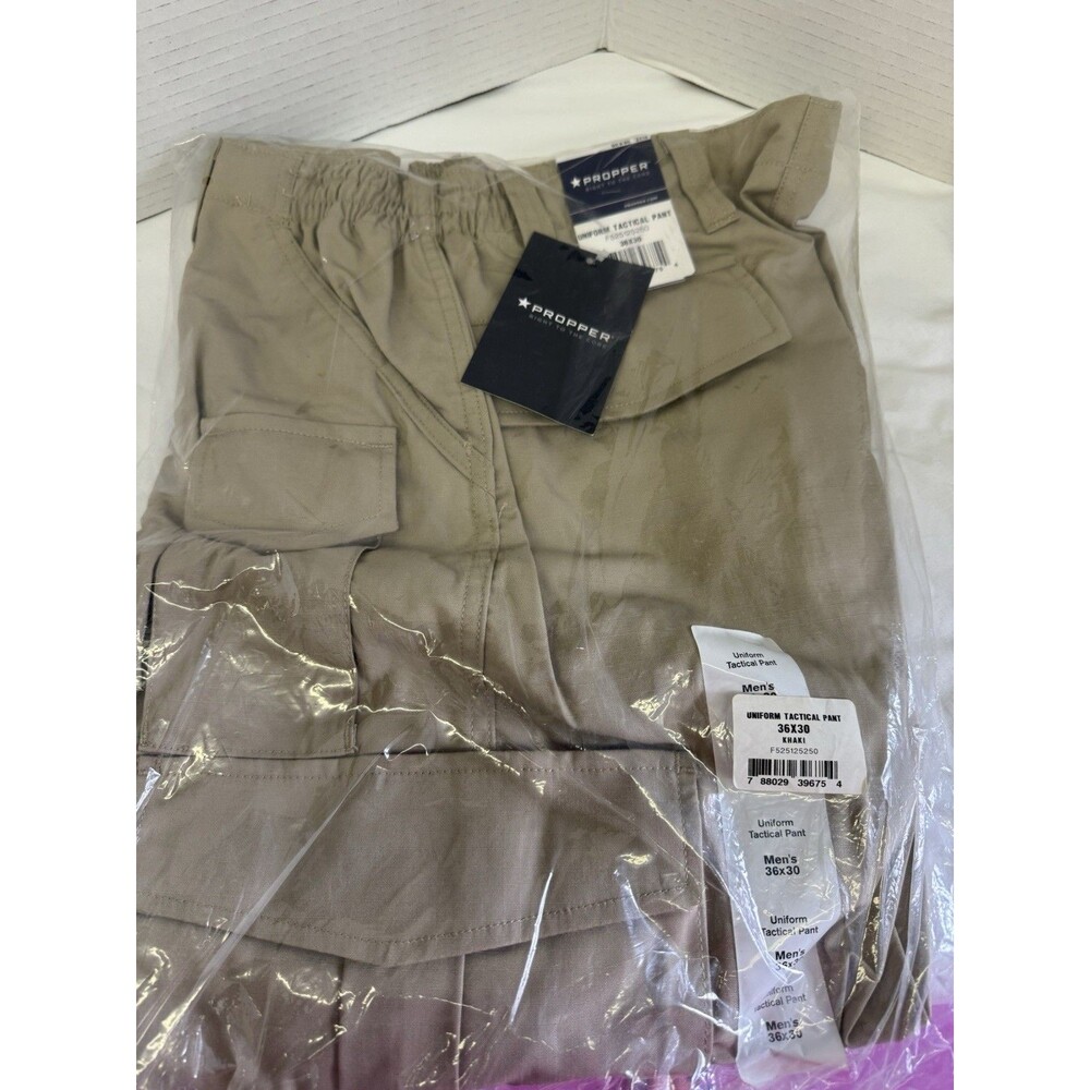 Men’s Uniform Tactical Work Cargo Pants Relaxed Fit Khaki Outdoor Hiking NWT